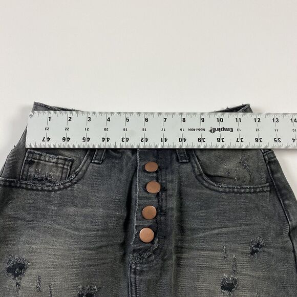 One x ONE TEASPOON 2020 Denim Mini Skirt Coal Button Fly Size 24 - Picture 6 of 10